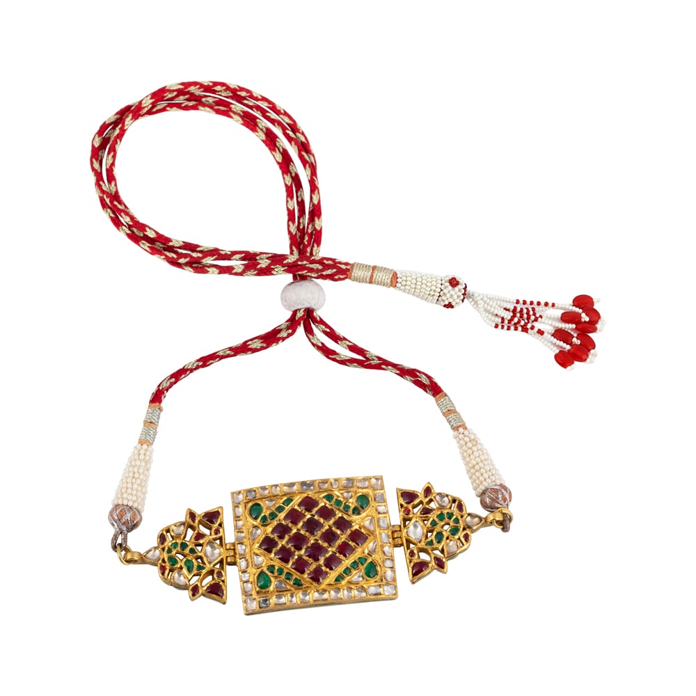 Regal Bajuband with Red-Green Talaf & Uncut Diamond Polki